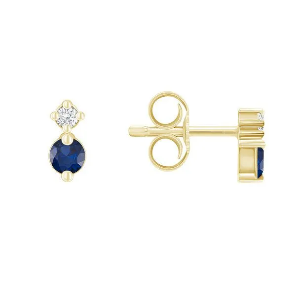 Eppi Eppi Minimalistische Ohrringe mit Saphiren und Diamanten Durante, Gelb, – Produktbild 3 von 4