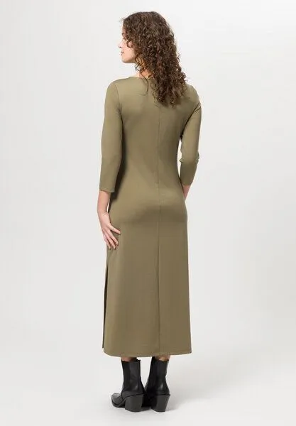 Les Lunes Les Lunes Wadenlanges Jersey-Kleid Dakotaa Dress Midi, Dusky green, – Produktbild 3 von 4