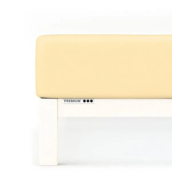 Schlafgut Schlafgut Spannbettlaken Premium - 95% Bio-Makobaumwolle, 5% Elasthan - Matratzenhöhe von 18-35cm, Yellow mid, – Produktbild 1 von 7