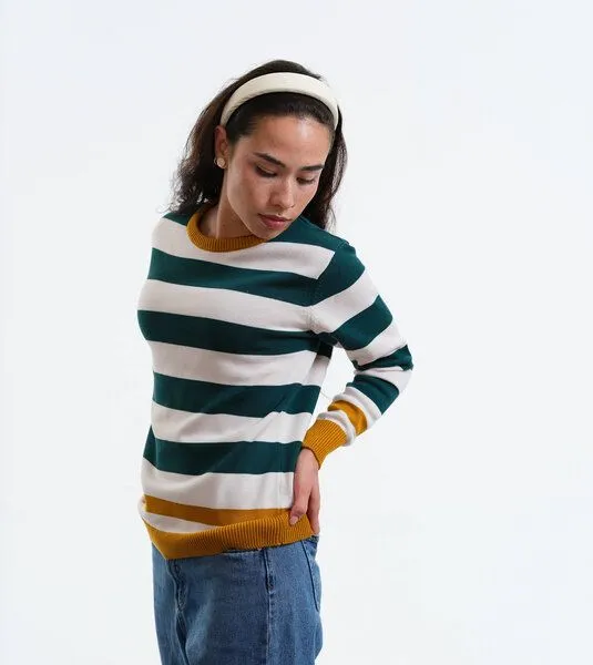 Gary Mash GARY MASH Strickpullover Anoka aus Biobaumwolle, Blockstreifen (grün), – Produktbild 3 von 4