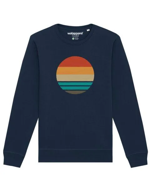 watapparel watapparel Sweatshirt Unisex Retro Sunset Ocean, French navy, – Produktbild 1 von 4