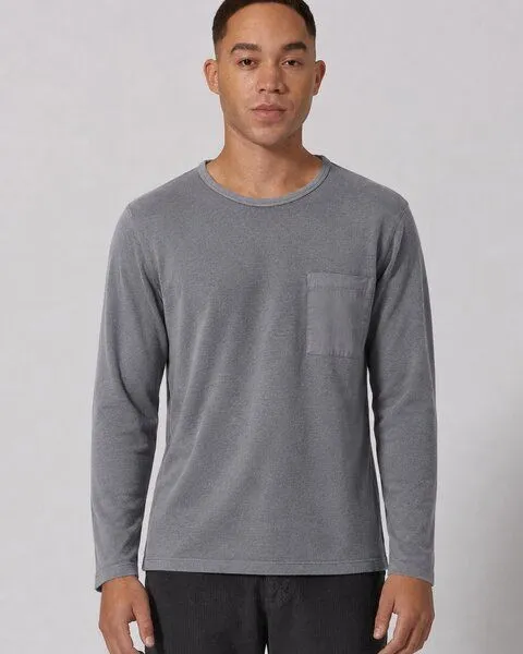 HempAge HempAge Herren Langarmshirt mit Brusttasche Hanf/Biobaumwolle Normal Fit, Shale (grau), – Produktbild 2 von 4