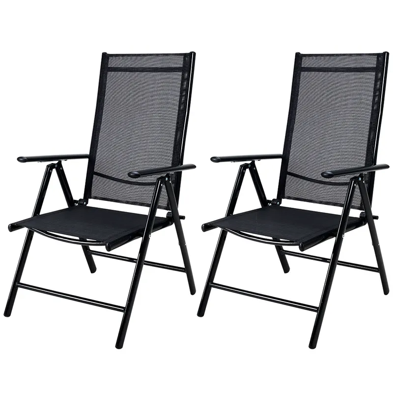 Casaria® Gartenstuhl Hochlehner klappbar Bern 2er-Set Anthrazit Alu verstellbar, Silber, – Produktbild 2 von 2