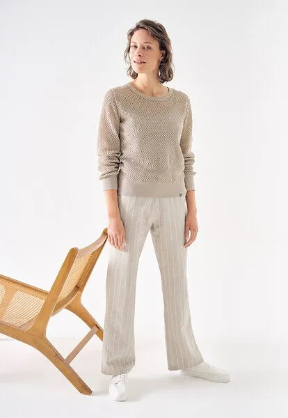 HempAge HempAge Damen Lochstrick Pullover Hanf/Biobaumwolle, Distel(beige), – Produktbild 4 von 4