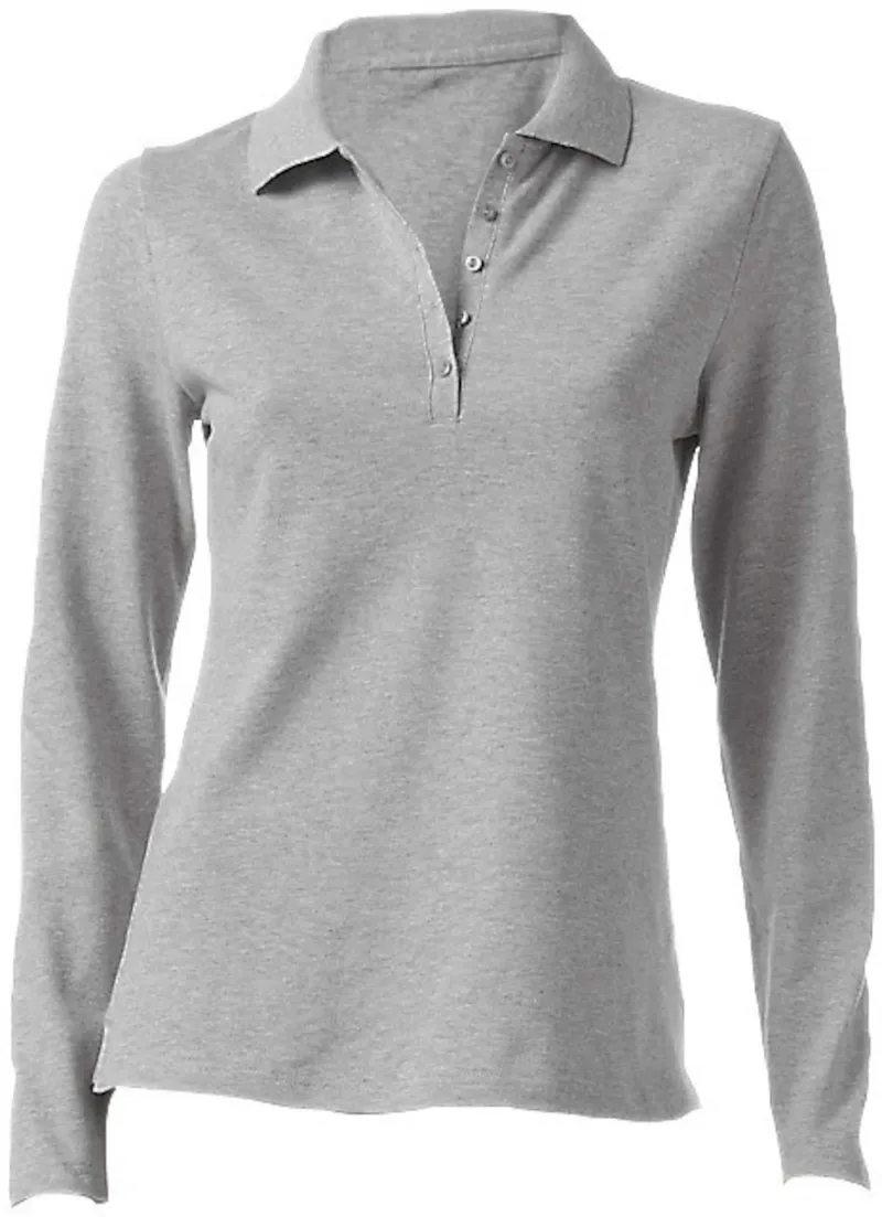 heine Langarm-Poloshirt grau-melange, Grau-melange, – Produktbild 1 von 2
