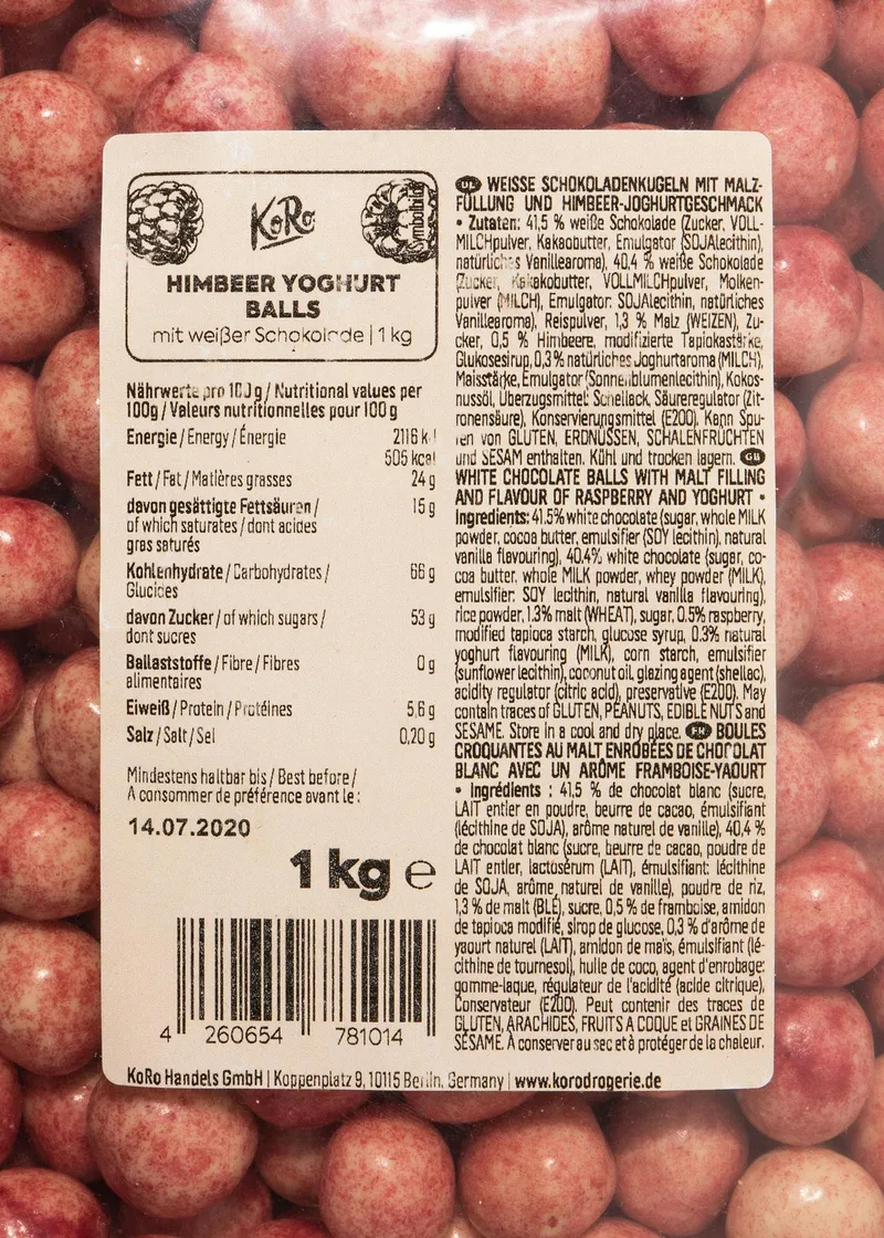 KoRo Himbeer Crispy Balls mit weißer Schokolade 1 kg – Produktbild 3 von 5