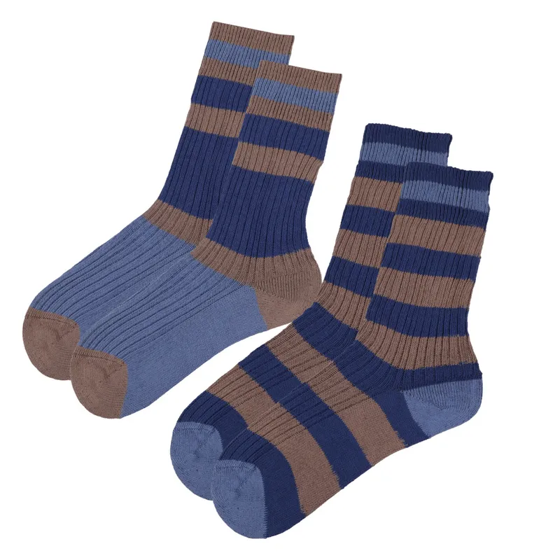 Living Crafts LIVING CRAFTS - Unisex Socken, 2er Pack - Gestreift (98% Bio-Baumwolle; 2% Elasthan), Nachhaltige Mode, Bio Bekleidung, Gestreift, – Produktbild 4 von 4