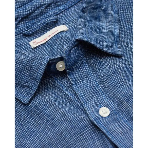 KnowledgeCotton Apparel KnowledgeCotton Apparel Hemd - ELDER LS small striped linen shirt, Blau (surf the web), – Produktbild 3 von 4