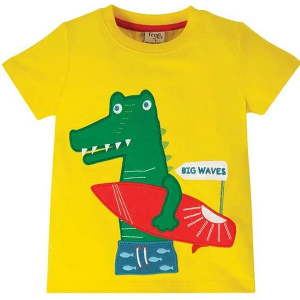 Frugi Frugi T-Shirt Krokodil in gelb James Applique T-Shirt – Produktbild 1 von 3