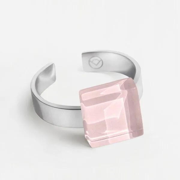 ALEXASCHA ALEXASCHA Geometrischer Ring aus Glas, mini, Sandrosa, – Produktbild 1 von 4