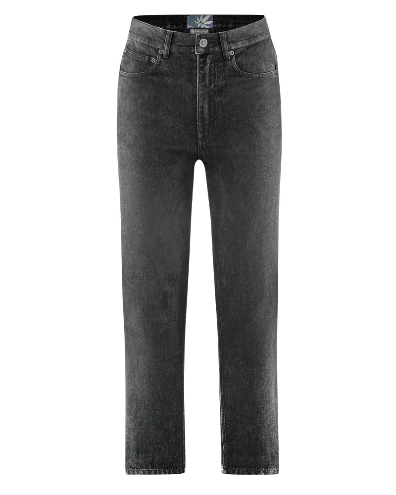 HempAge Hempage Damen vegan Jeans Aus Schwarzem Denim, Schwarz, – Produktbild 1 von 2