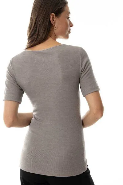 mey Mey Damen T-Shirt Serie "Wool Love" Merinowolle, Deep taupe, – Produktbild 2 von 3