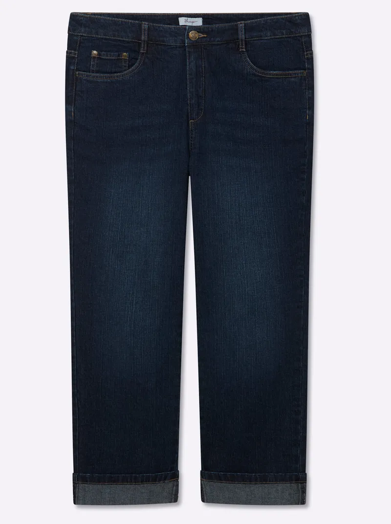 sheego High-waist-Jeans dark blue, Dark blue, – Produktbild 1 von 2