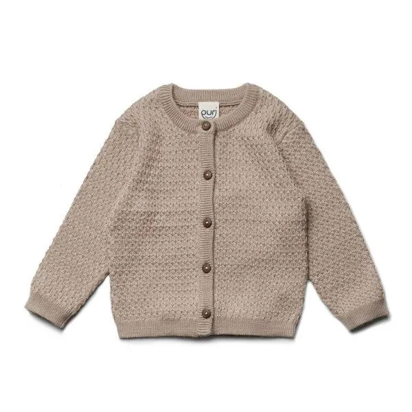 Puri Organic Puri Organic Baby Cardigan Struktur Merinowolle, Sand-melange, – Produktbild 1 von 2