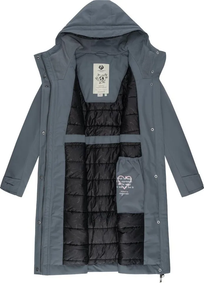 ragwear ragwear Wintermantel Refutura Remake Langer wasserdichter Mantel mit Kapuze, Grau, – Produktbild 1 von 4