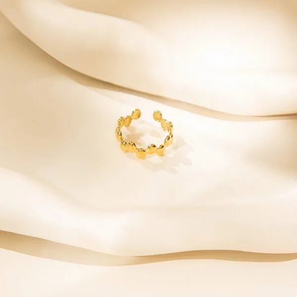 ELEKTROPULLI ELEKTROPULLI Größenverstellbarer DOTS Ring, Gold, – Produktbild 3 von 3