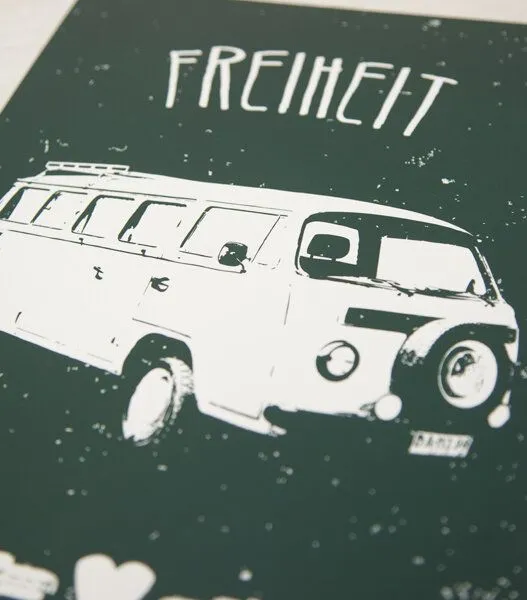 päfjes päfjes Freiheit - Bus Poster A4, Dunkelgrün, – Produktbild 2 von 2