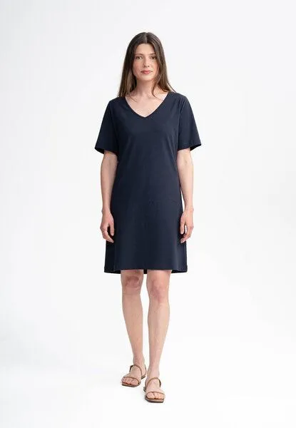 MELA V-Neck Kleid JANITRA | von MELA | Fairtrade & GOTS zertifiziert, Navy, – Produktbild 1 von 3