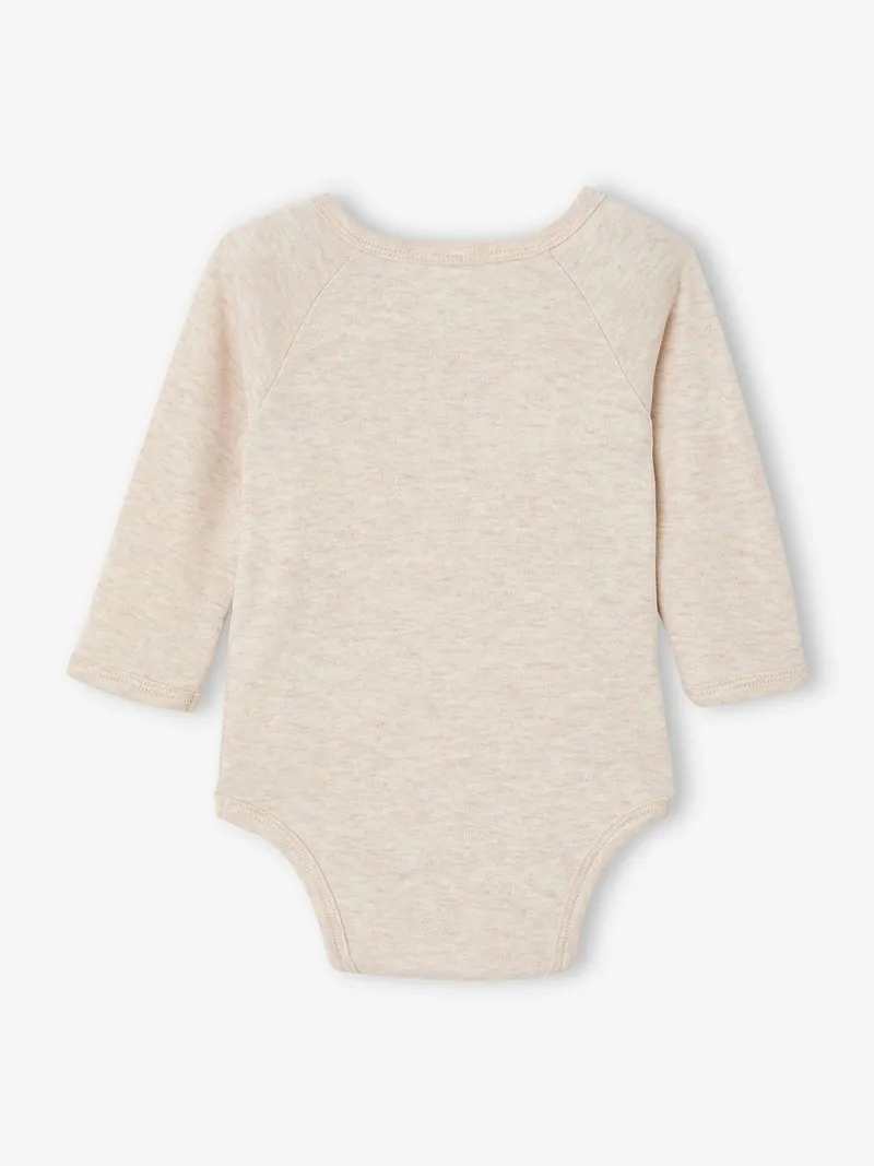 Vertbaudet Vertbaudet 2er-Pack Baby Wickelbodys Hase mit langen Ärmeln, Wollweiß, – Produktbild 3 von 3