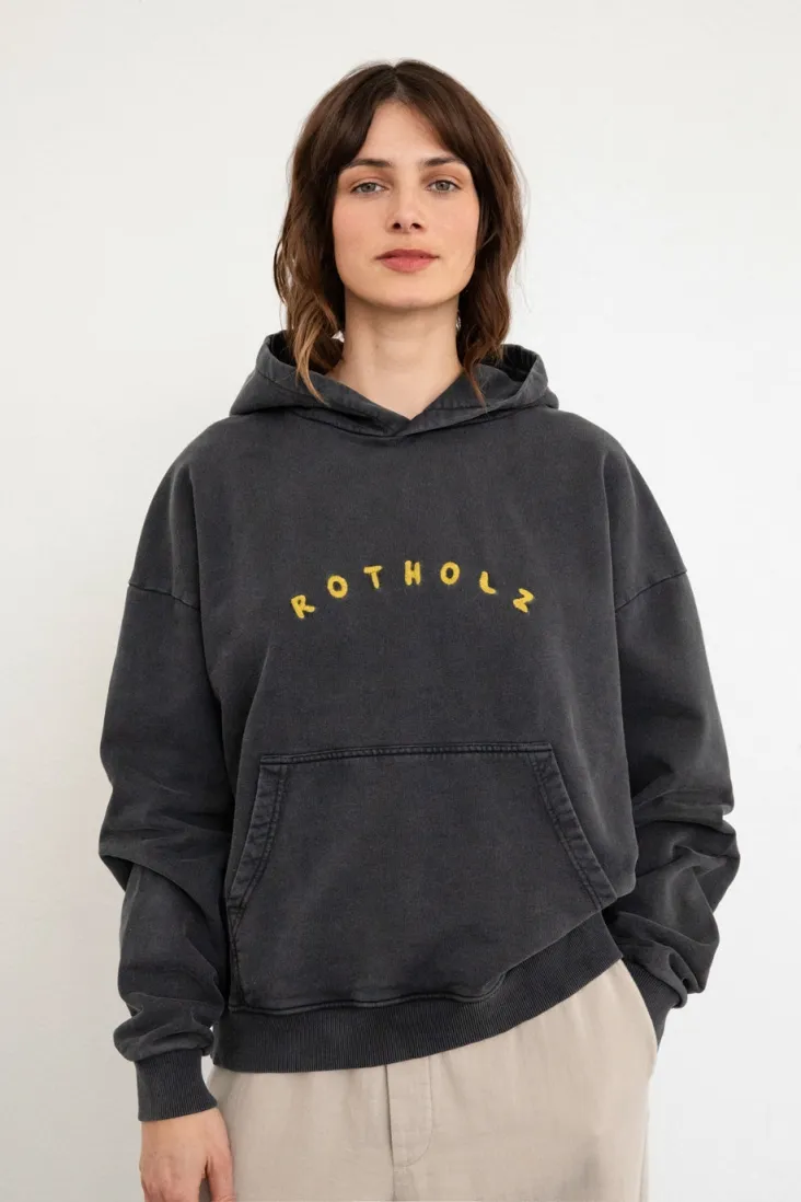 Rotholz Rotholz Damen vegan Hoodie Classic Logo Washed Schwarz, Schwarz, – Produktbild 2 von 2