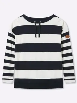 sheego sheego Sweatshirt tiefblau-ecru-geringelt – Produktbild 1 von 1