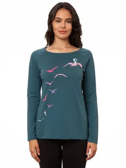 FellHerz FellHerz Damen Raglan Longsleeve Möwenflug atlantic teal Bio Fair Vegan – Produktbild 1 von 1