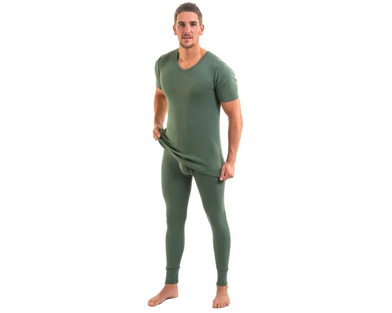 HERMKO Lange Unterhose 3540 (Pack, 3er) Bio-Baumwolle mit Eingriff Weichbund basic hergestellt in EU, Grün, – Produktbild 3 von 3