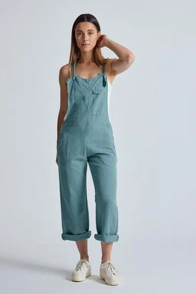 Flax and Loom Flax and Loom Leinen Latzhose Mary Lou, Retro blue (grün), – Produktbild 5 von 8