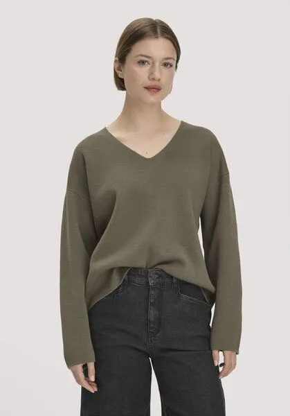 hessnatur hessnatur Pullover Oversize aus Bio-Baumwolle mit Schurwolle, Silbergrün, – Produktbild 1 von 4