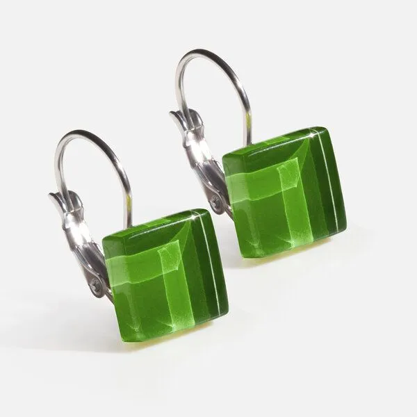 ALEXASCHA ALEXASCHA Geometrische Ohrringe hängend aus Glas | PUREFORM, Grasgrün, – Produktbild 1 von 5