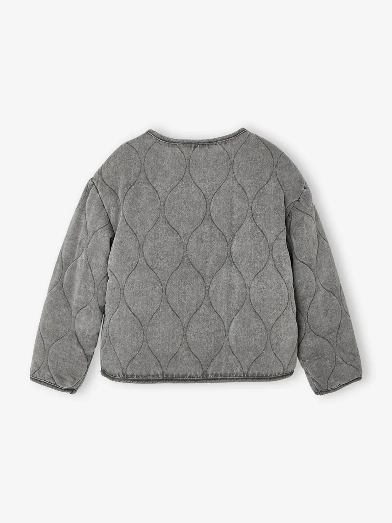 Vertbaudet Vertbaudet Steppjacke mit Teddyfleece-Futter & Wellensteppung Mädchen, Anthrazit, – Produktbild 2 von 3