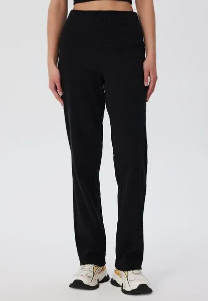 Leela Cotton Leela Cotton Damen Ripp-Hose aus 100% Bio-Baumwolle, Schwarz, – Produktbild 1 von 3