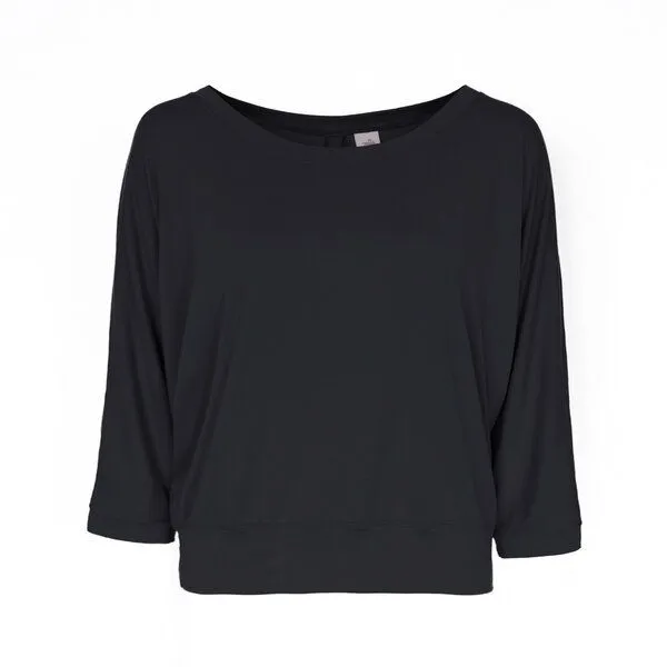 Jaya Jaya FRIDA - ¾ Shirt im lässigen loose Fit Style aus elastischem Tencel-Biobaumwoll-Mix, Black/schwarz, – Produktbild 4 von 4
