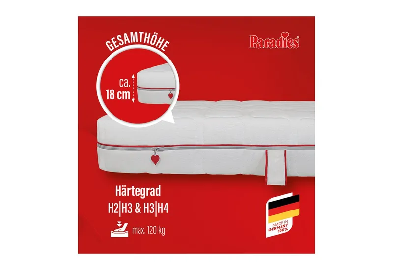 Paradies Kaltschaummatratze Neuheit: Paradies Varioduo 7-Zonen-Kaltschaummatratze, Paradies, 18 cm hoch, Zwei Härtegrade in einer Matratze – für individuellen Schlafkomfort, Weiß, – Produktbild 2 von 5