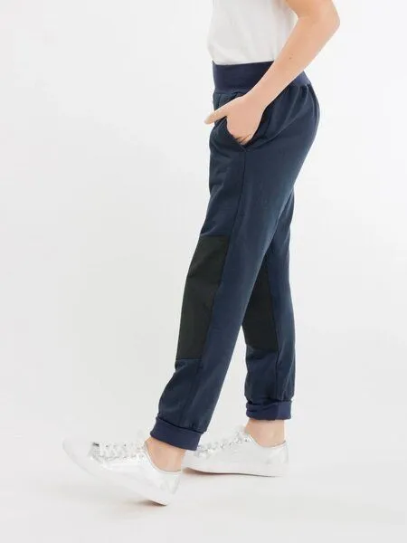 Babbily Babbily Verstellbare Thermohose aus Bio-Baumwolle mit verstärkten Knien - mitwachsend, Blau, – Produktbild 3 von 4
