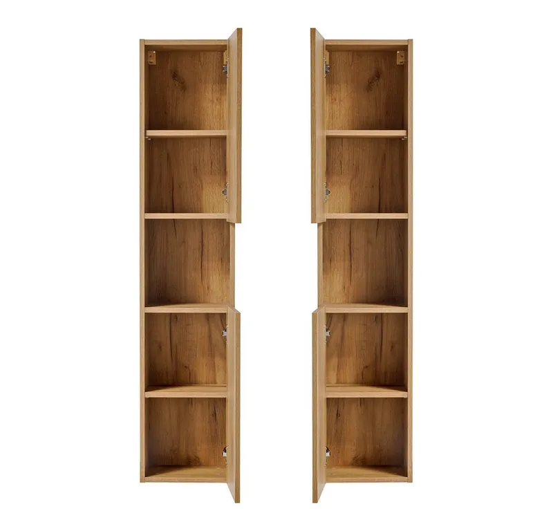 Lomadox Hochschrank NEWPORT-56-OAK in Eiche, grifflos, Braun, – Produktbild 2 von 4