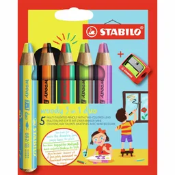 Stabilo STABILO Duo Buntstift woody 3 in 1 duo, zweifarbige Mine, 5er Pack inkl. Spitzer – Produktbild 1 von 1