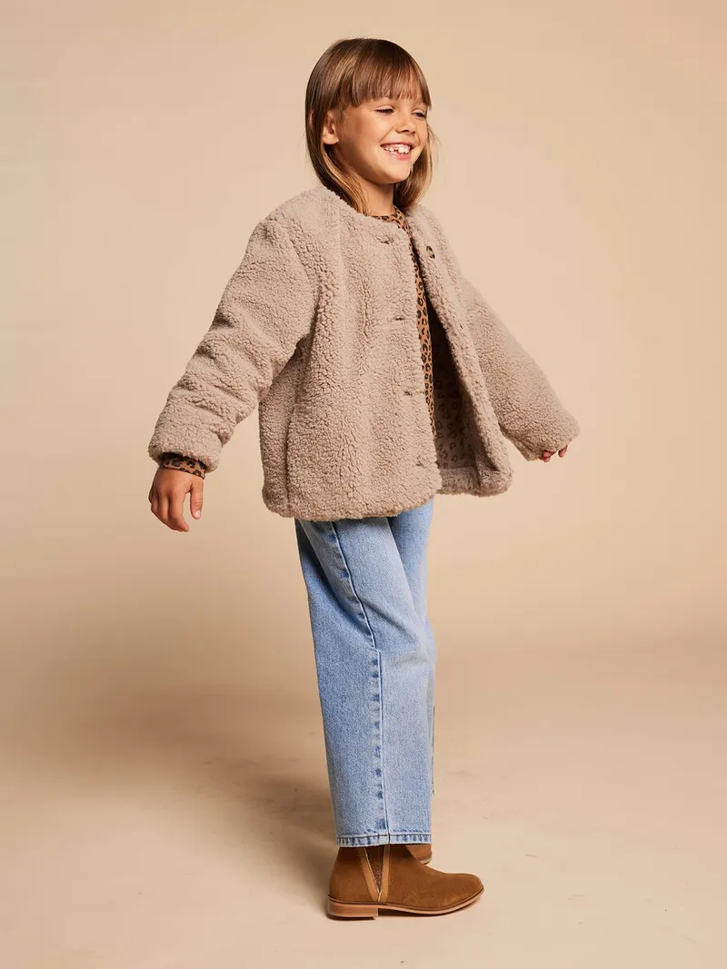Envie De Fraise Mädchen Jacke mit Teddyfleece Mama-Tochter-Capsule, Taupe, – Produktbild 3 von 4