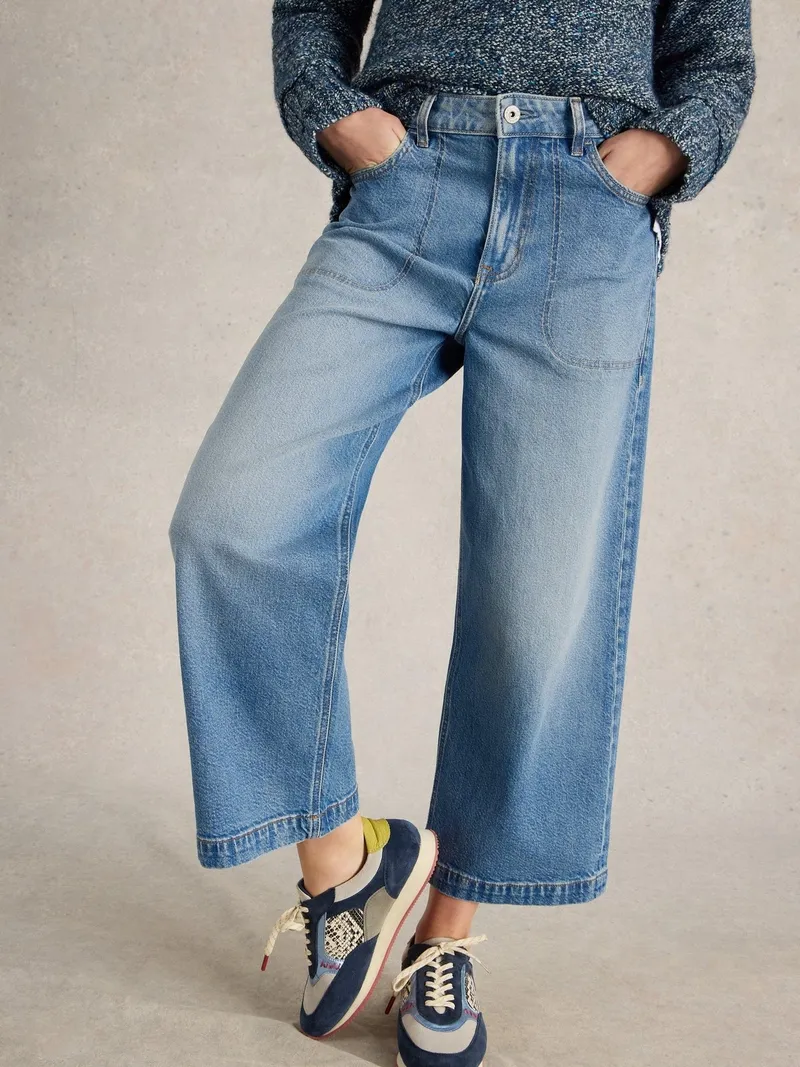 White Stuff 7/8-Jeans Tia mit weitem Bein - 40/R, Denim, – Produktbild 1 von 4