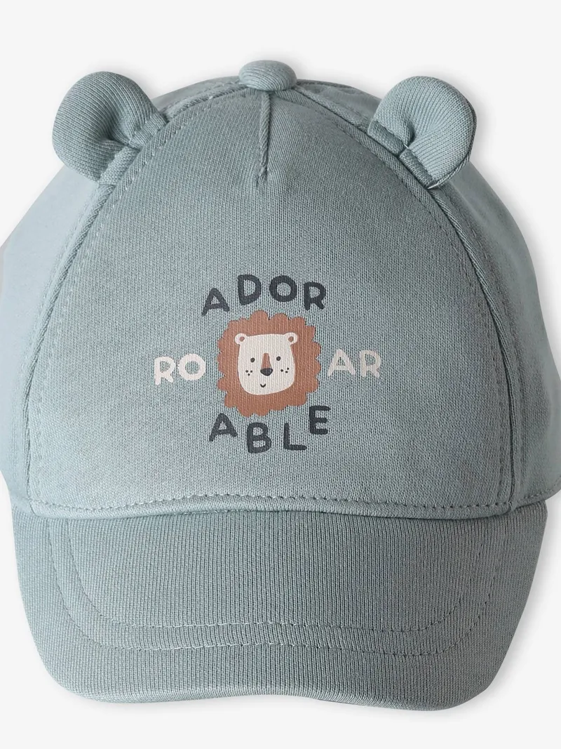 Vertbaudet Baby Baumwollcap mit 3D-Ohren und Schriftzug salbei, Salbeigrün, – Produktbild 2 von 3