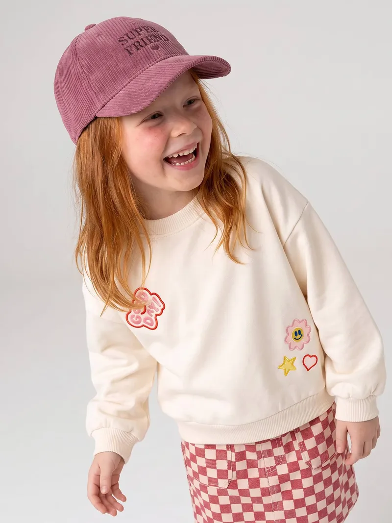 Vertbaudet Vertbaudet Sweatshirt Mädchen mit Applikationen, Wollweiß, – Produktbild 2 von 4