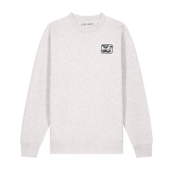LIGARTI Bestickter Pullover – Ollie der Skater-Wurm – LIGARTI Tiermanufaktur, Hellgrau, – Produktbild 1 von 3