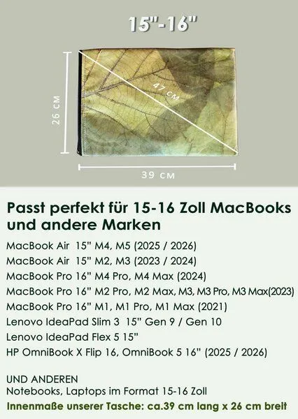 BY COPALA BY COPALA 15–16 Zoll Laptoptasche aus Teak-Blattleder in grün – Produktbild 1 von 8
