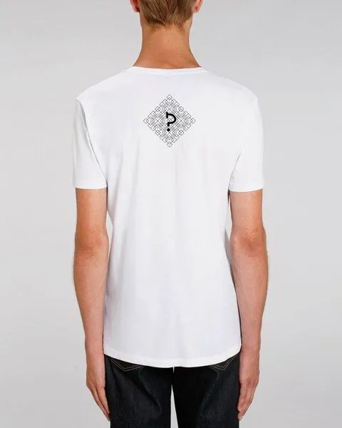 Human Family Human Family Bio Herren V-Neck T-Shirt "Geometric Questionmark" in 3 Farben, Weiss, – Produktbild 1 von 4
