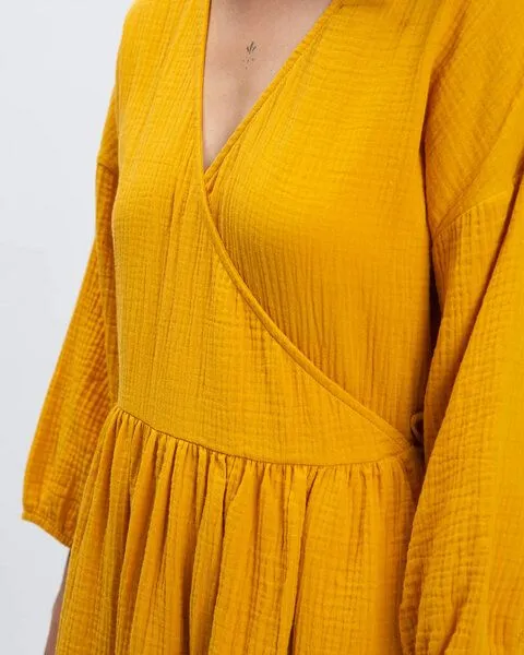 MATONA Matona Wickelkleid aus Musselin für Frauen / Muslin Dress, Marigold, – Produktbild 4 von 4