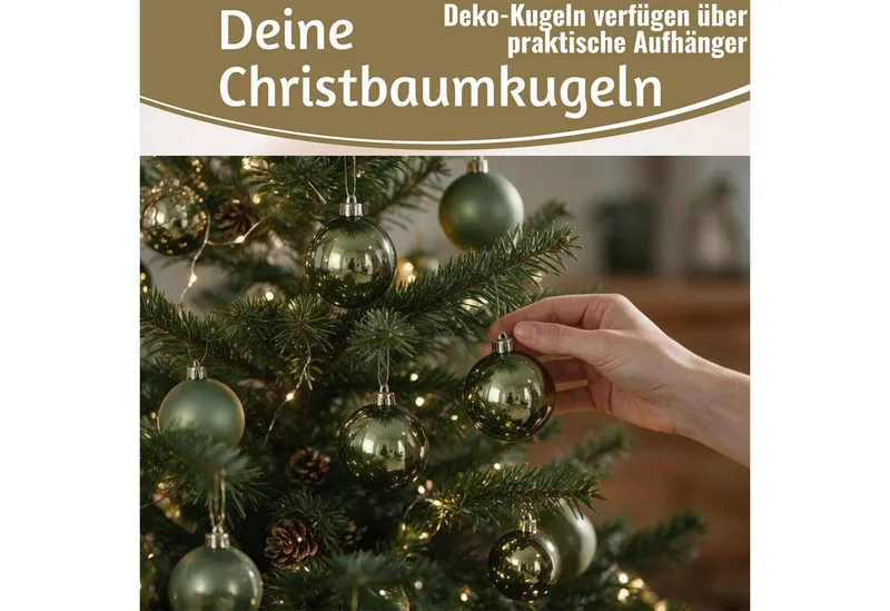 LS-LebenStil Weihnachtsbaumkugel 18-20 Design Glas Weihnachtskugeln 6cm Grün Rosmarin Christbaum Dekoku (18 St), Edle Weihnachtsdeko Matt / Glänzend Weihnachtsbaumschmuck Deko Kugeln, Grün, – Produktbild 4 von 5