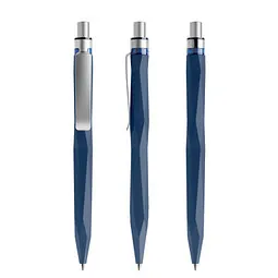prodir prodir® Druckkugelschreiber QS20 Soft Touch PRS Push, blaue Mine, dunkelblau/silber satiniert – Produktbild 1 von 1