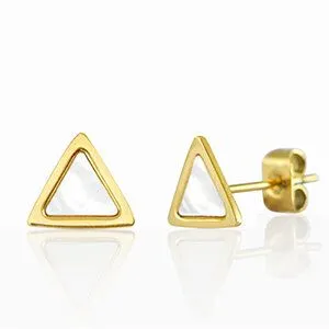 ELEKTROPULLI ELEKTROPULLI Dreieck Ohrstecker ca. 8x9mm, Gold / white, – Produktbild 2 von 4
