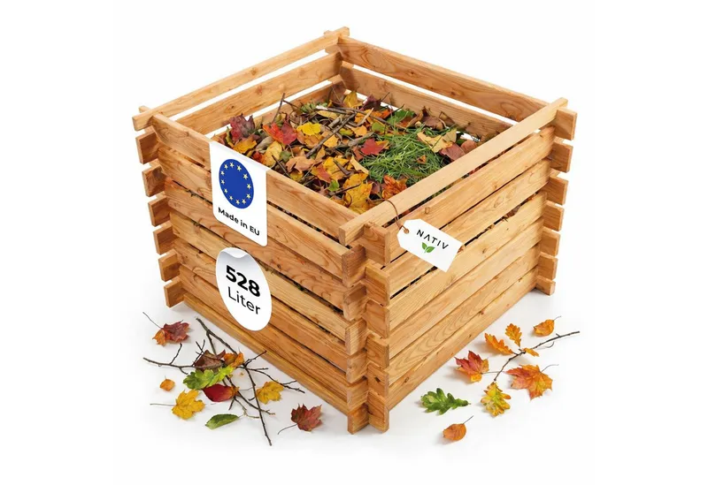 Lemodo Lemodo Komposter aus Lärchenholz für Garten 100x100 cm Stecksystem langlebig, BxTxH: 100x100x73 cm, Einfache Montage, Hohe Qualität aus Lächernholz, Beige, – Produktbild 2 von 6