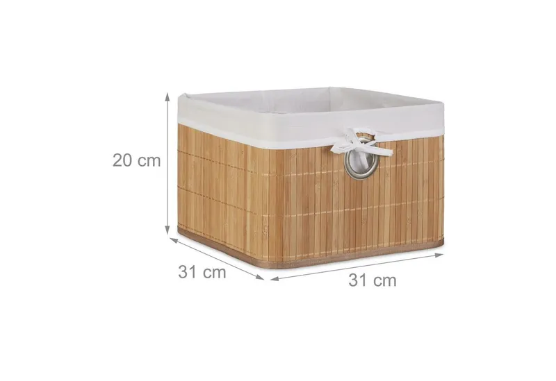 RELAXDAYS RELAXDAYS Aufbewahrungskorb 4x Aufbewahrungskorb Bambus, natur (1 St), Braun|silberfarben, – Produktbild 4 von 5